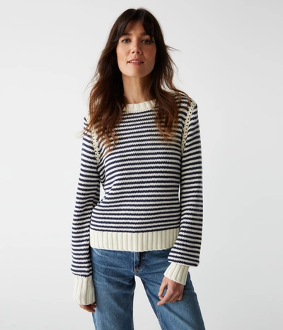 Shop Michael Stars Casey Pullover Sweater In Nocturnal Stripe