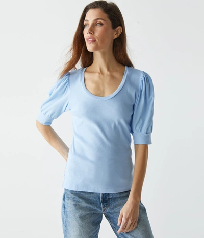 Shop Michael Stars Rosario Mixed Fabric Tee In Water