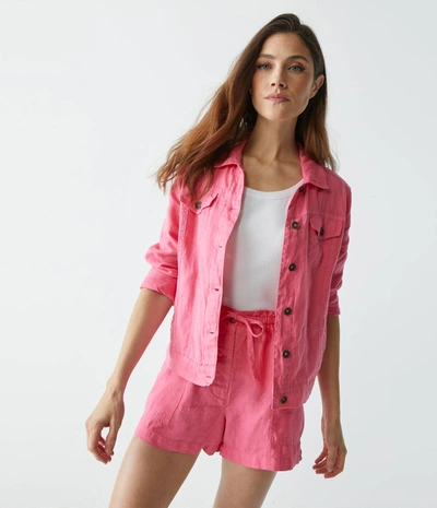 Shop Michael Stars Jean Linen Jacket In Flamingo