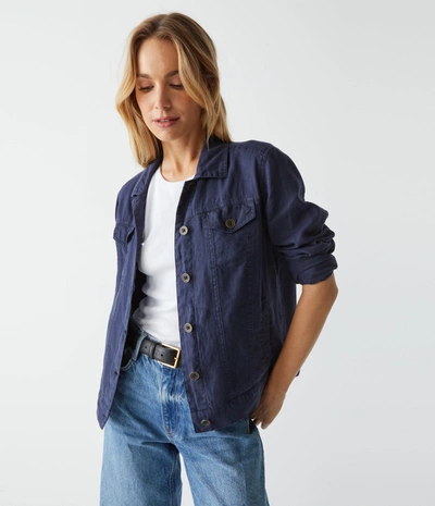 Shop Michael Stars Jean Linen Jacket In Nocturnal