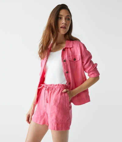 Shop Michael Stars Paulette Linen Short In Flamingo