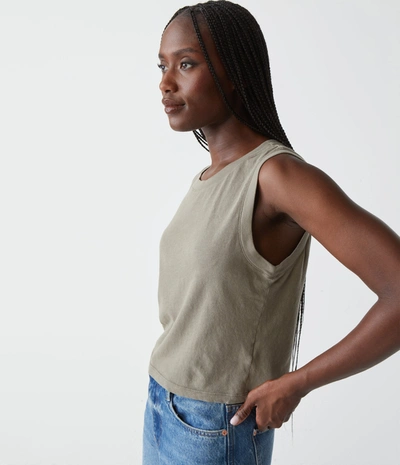 Shop Michael Stars Johnnie Cropped Muscle Tank In Olive
