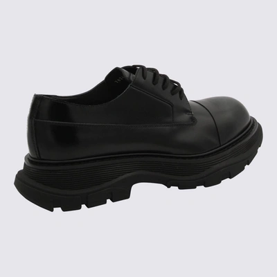 Shop Alexander Mcqueen Black Leather Tread Derby Shoes