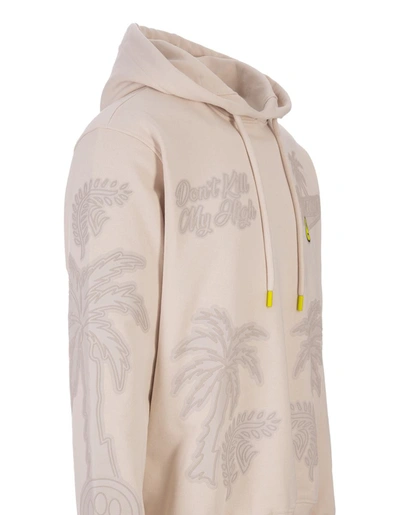 Shop Barrow Dove Hoodie With Front Logo And All-over Graphics In Brown