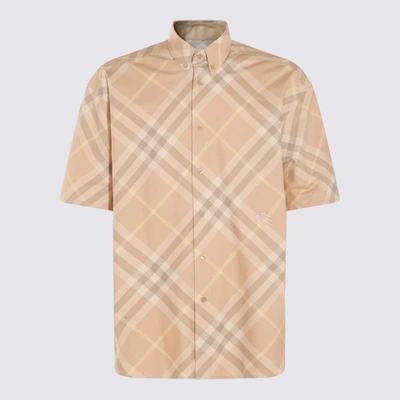 Shop Burberry Beige Cotton T-shirt In Flax Ip Check
