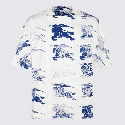 Shop Burberry White And Blue Cotton T-shirt In Rain