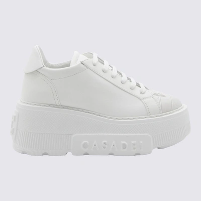 Shop Casadei White Leather Nexus Sneakers
