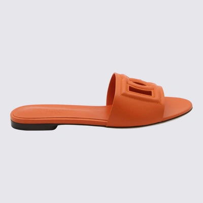 Shop Dolce & Gabbana Orange Leather Flats