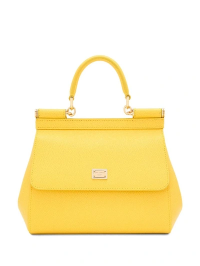Shop Dolce & Gabbana Small Sicily Shoulder Bag In Yellow & Orange