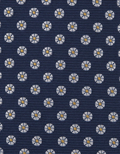 Shop Kiton Navy Tie With Daisies In Blue