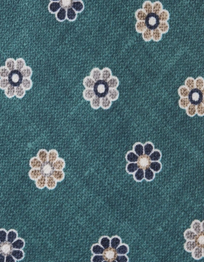 Shop Kiton Tie With Flower Pattern In Green