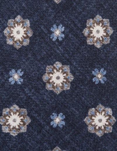 Shop Kiton Navy Tie With Flower Pattern In Blue