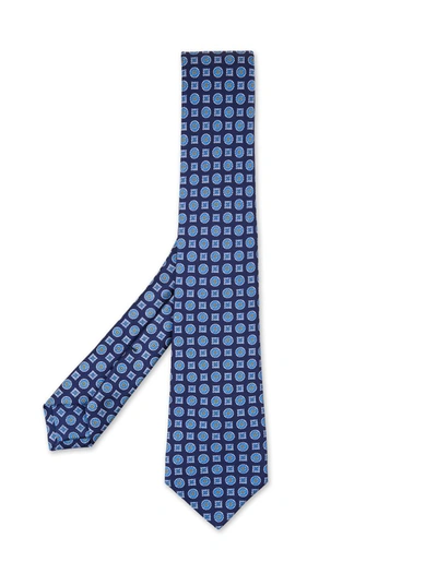 Shop Kiton Tie With Micro Pattern In Blue