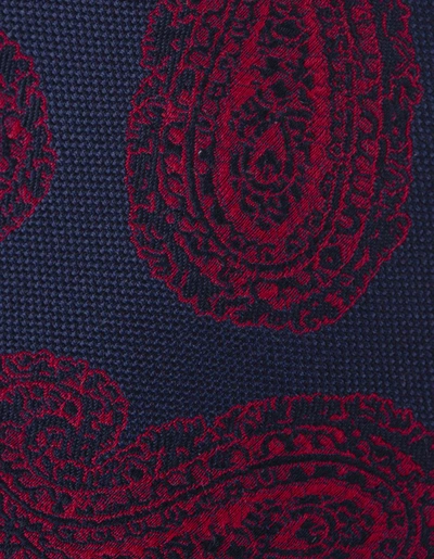 Shop Kiton Dark Tie With Red Cashmere Pattern In Blue