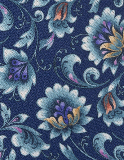 Shop Kiton Tie With Floral Print In Blue