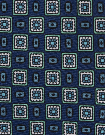 Shop Kiton And Green Tie With Geometric Micro Pattern In Blue
