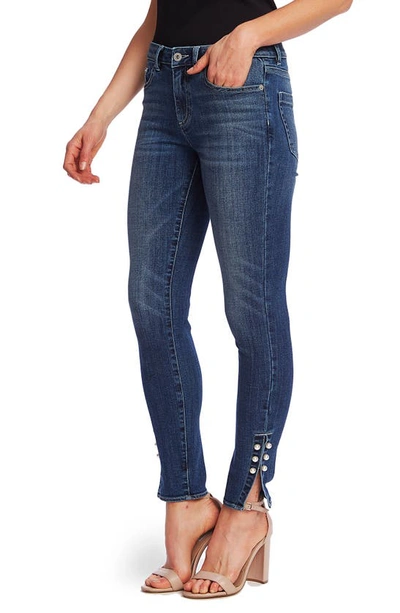 Shop Cece Faux Pearl Detail Skinny Jeans In True Blue
