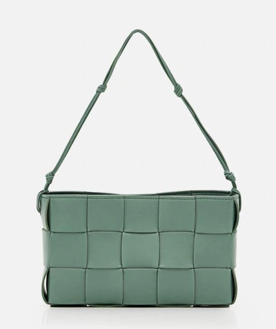 Shop Bottega Veneta "cassette Pouch" Leather Shoulder Bag In Green
