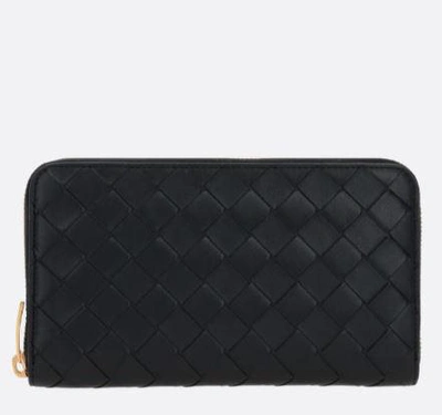 Shop Bottega Veneta Intrecciato Zip Around Wallet In Black