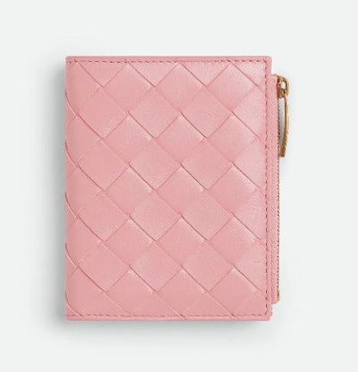 Shop Bottega Veneta Small Intrecciato Bi-fold Zip Wallet In Pink
