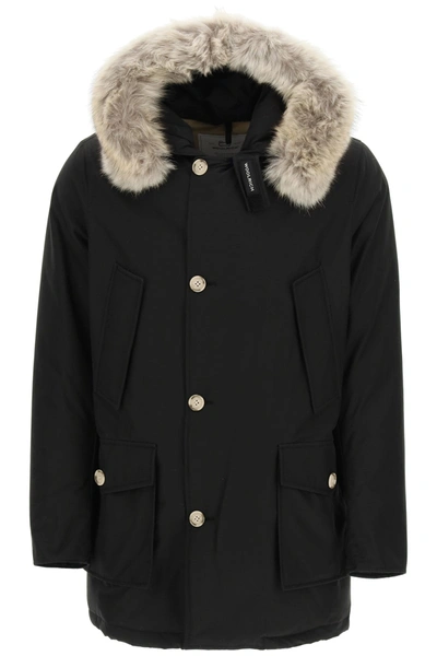 Shop Woolrich Artic Df Parka With Coyote Fur  In Black