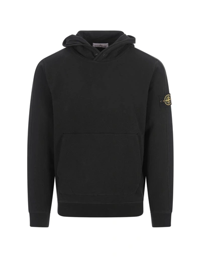 Shop Stone Island Black Sweatshirt With Lined Hoodie