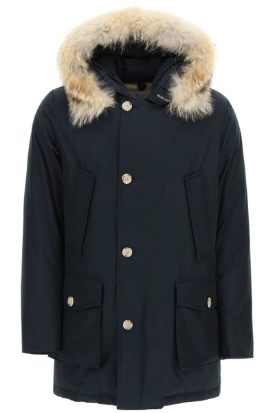 Shop Woolrich Artic Df Parka With Coyote Fur  In Blue