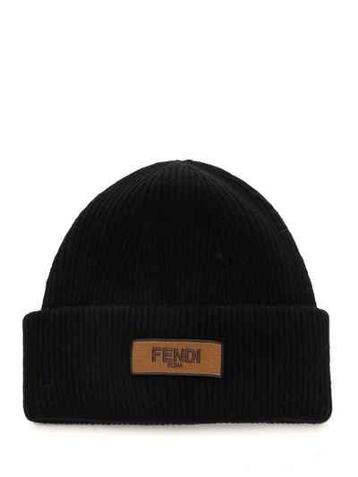 Shop Fendi Black Wool Cap