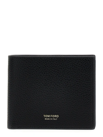 Shop Tom Ford Logo Leather Wallet In Black
