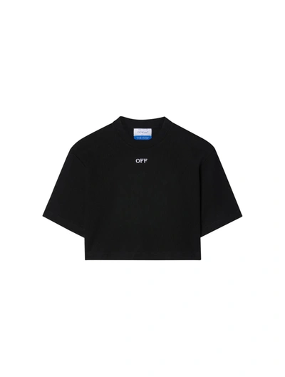 Shop Off-white Off Stamp Rib Cropped Tee In Black White