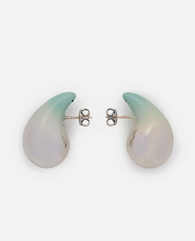 Shop Bottega Veneta Silver Earrings In Clear Blue