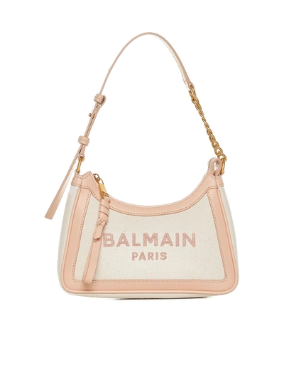 Shop Balmain Shoulder Bag In Creme/nude Rosè
