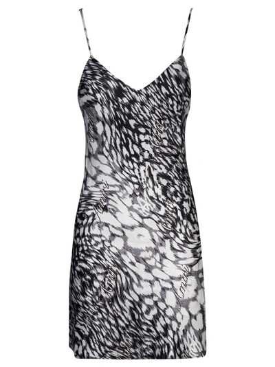 Shop Amiri Leopard Mini Slip Dress In Grey