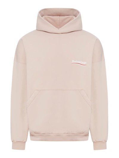 Shop Balenciaga Large Fit Hoodie Embro Pol Campgn Mol Bouclette In Light Pink White