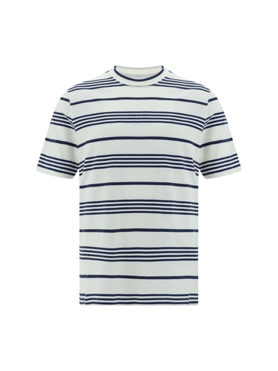 Shop Brunello Cucinelli T-shirt In Off White/denim/antracite