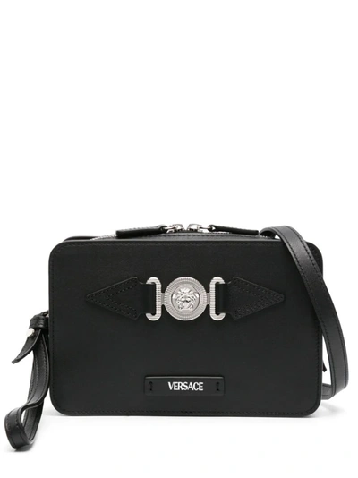 Shop Versace Camera Bag Calf In P Black Palladium