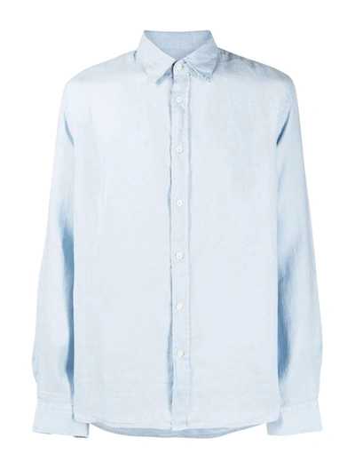 Shop Woolrich Linen Shirt In Pale Indigo