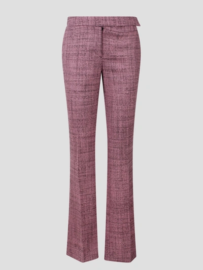 Shop Stella Mccartney Slim Wool Tailored Trousers In Pink & Purple