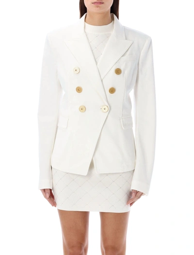 Shop Balmain 6-button Denim Jacket In White
