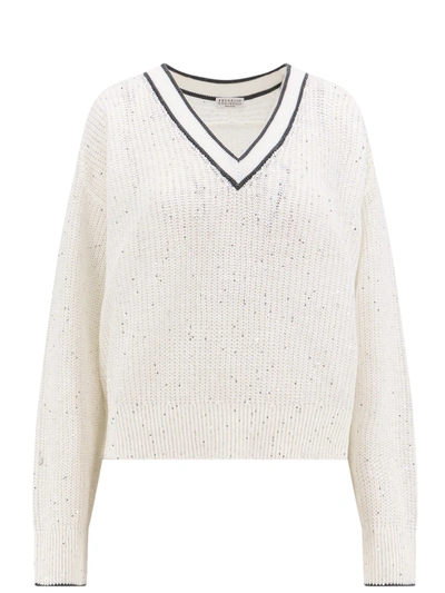 Shop Brunello Cucinelli Sweater In White