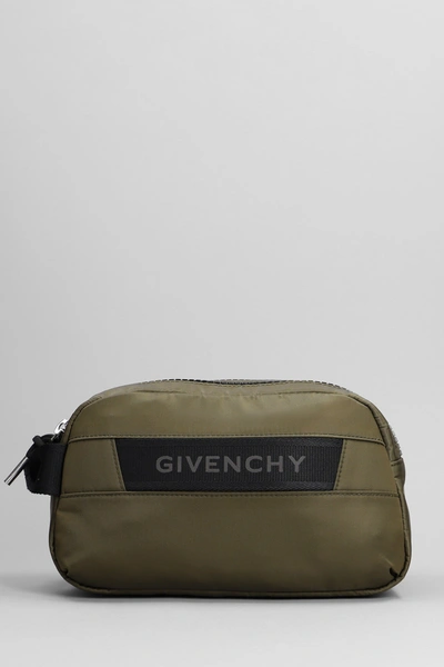 Shop Givenchy G-trek Toilet Pouch Clutch In Khaki Polyamide