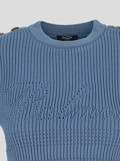 Shop Balmain Sweaters In Bleupale