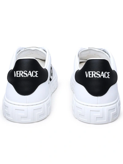Shop Versace White Leather Sneakers