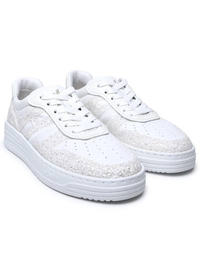 Shop Hogan White Leather Sneakers In Avorio