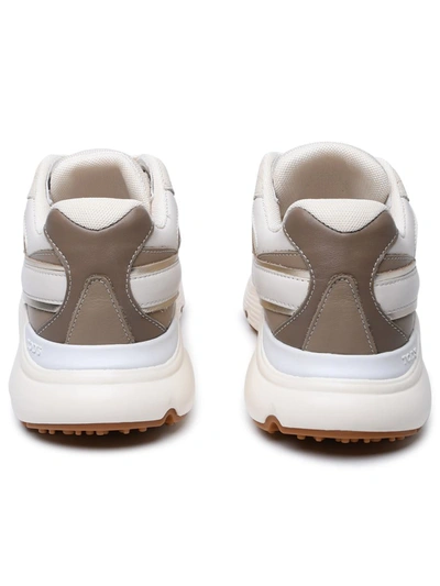 Shop Tod's White Leather Blend Sneakers In Avorio