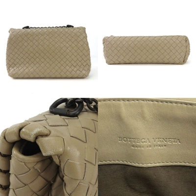 Shop Bottega Veneta Intrecciato Beige Leather Shoulder Bag ()