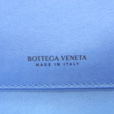 Shop Bottega Veneta Organizer Blue Leather Clutch Bag ()