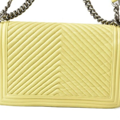 Pre-owned Chanel Boy Yellow Leather Shoulder Bag ()