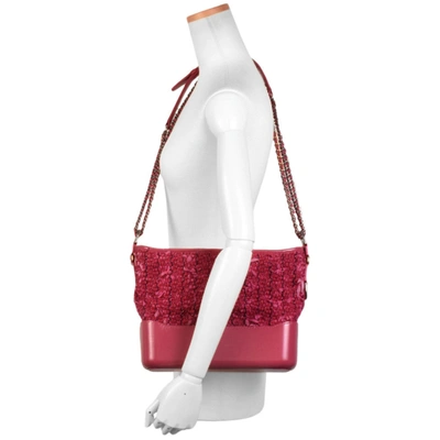 Pre-owned Chanel Gabrielle Red Tweed Shoulder Bag ()