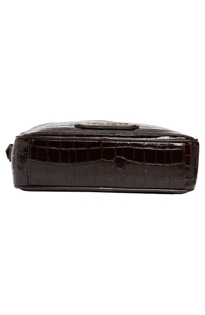 Shop Tom Ford Small Croc Embossed Leather Messenger Bag In Dark Wood